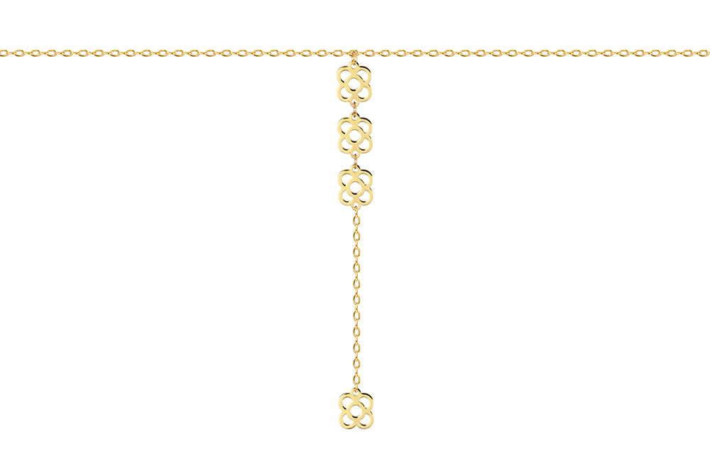 Sterling silver four barcelona flowers lariat necklace