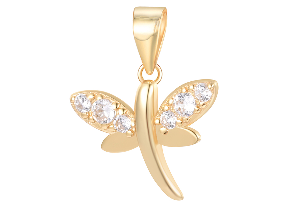 Sterling silver dragonfly with zirconia stones pendant