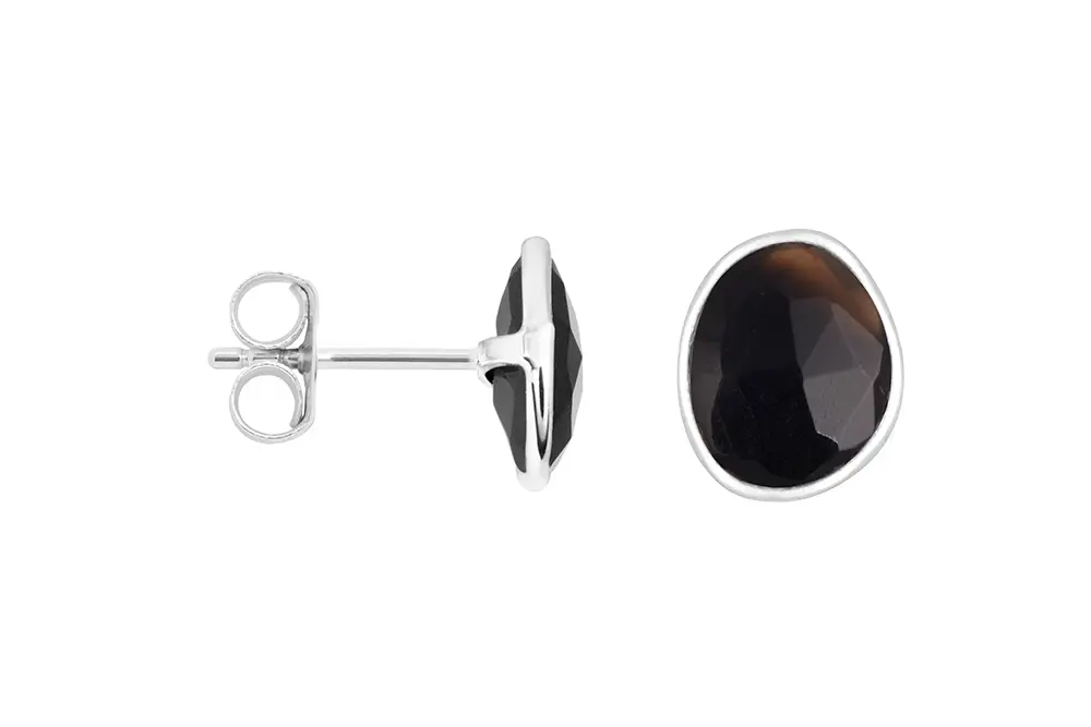 Sterling silver 12x10mm irregular shape earring