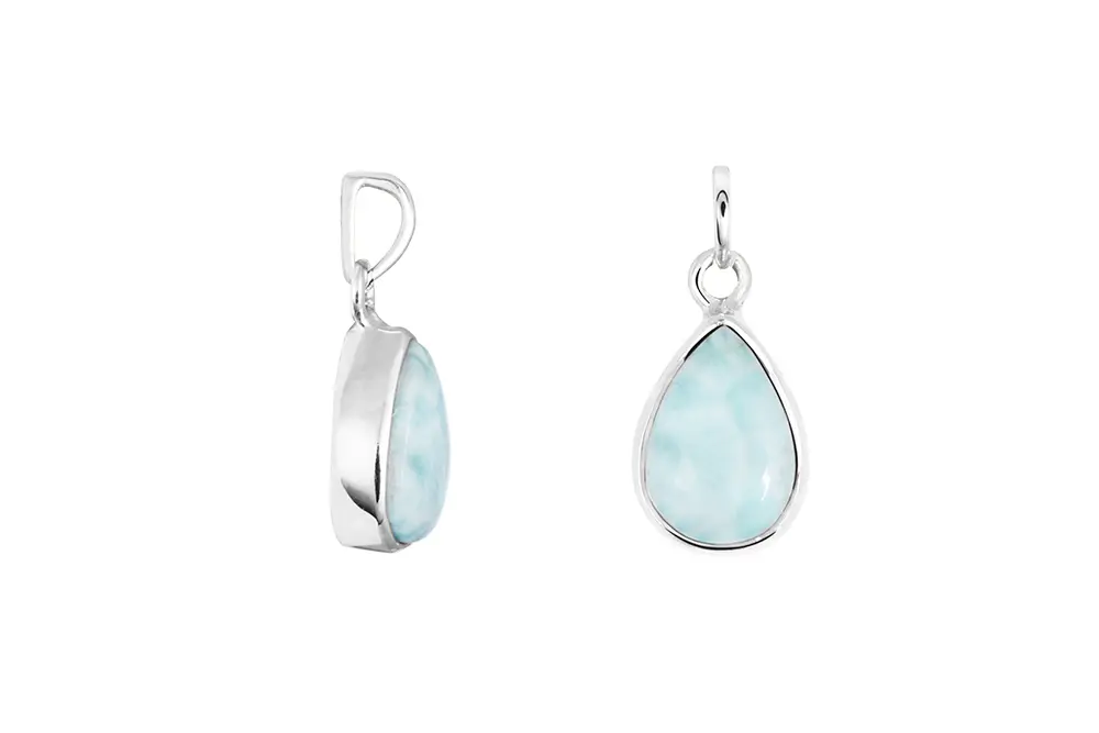 Sterling silver 15x11mm drop shape stone pendant