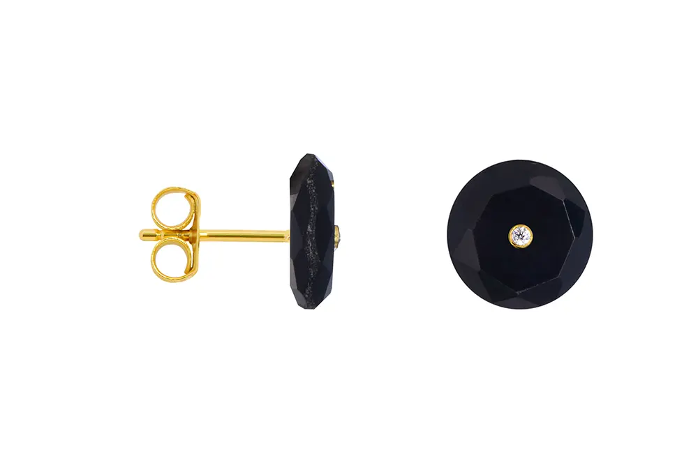 Pendiente plata 925 piedra redonda facetada 12mm con zirconita blancas