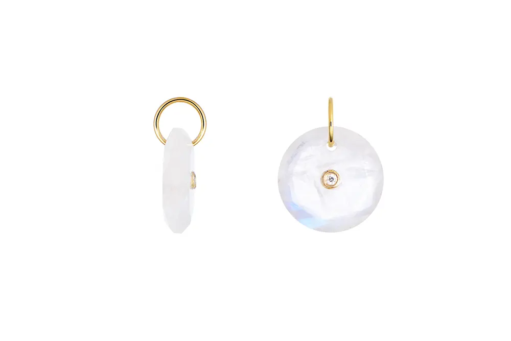 Sterling silver 12 mm round faceted stone with white zirconia pendant