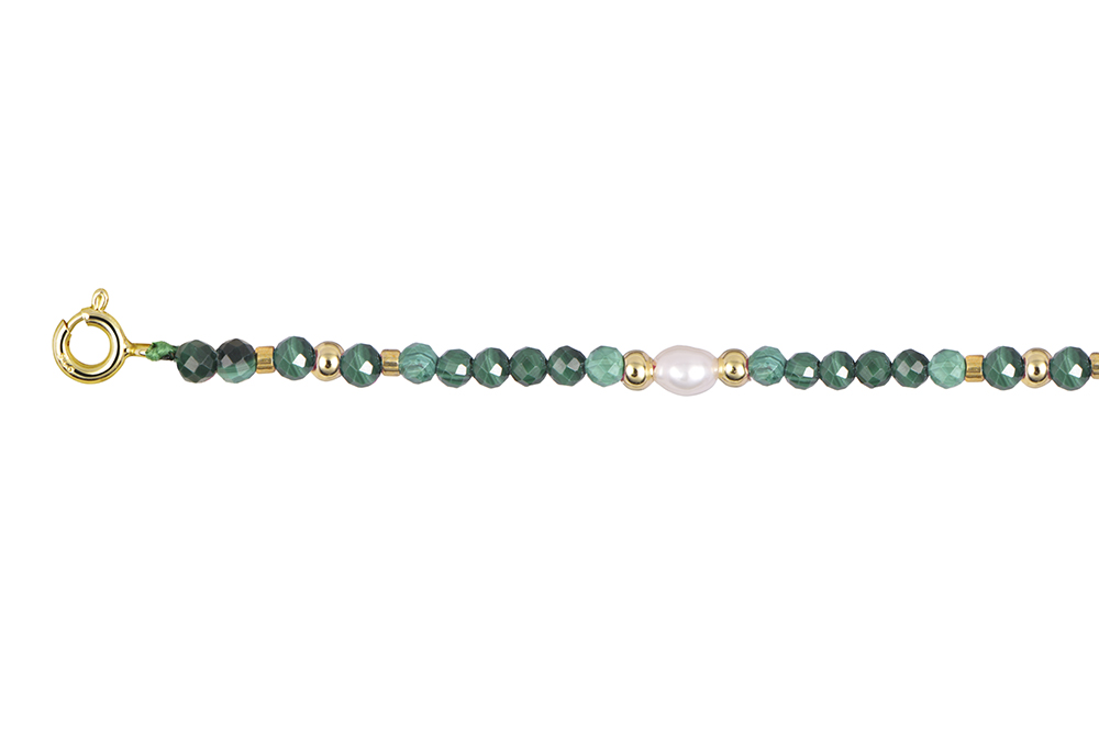 Sterling silver semmiprecious stones & 3mm pearls necklace