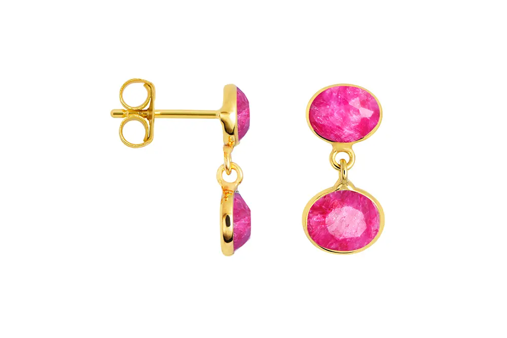Sterling silver two semiprecious stones earring