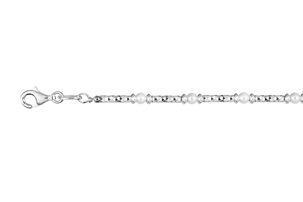 Pulsera plata 925 diamantada con perlas 3mm