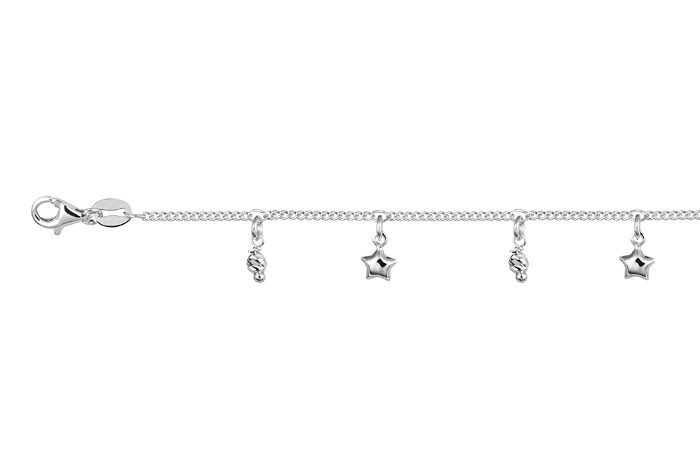 Sterling silver with six 5mm stars bracelet