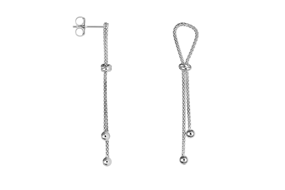 Sterling silver korean chain with knot earring
