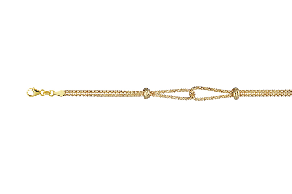 [18698B16E3DO] Sterling silver double interlocked korean chain bracelet (Gold plated)