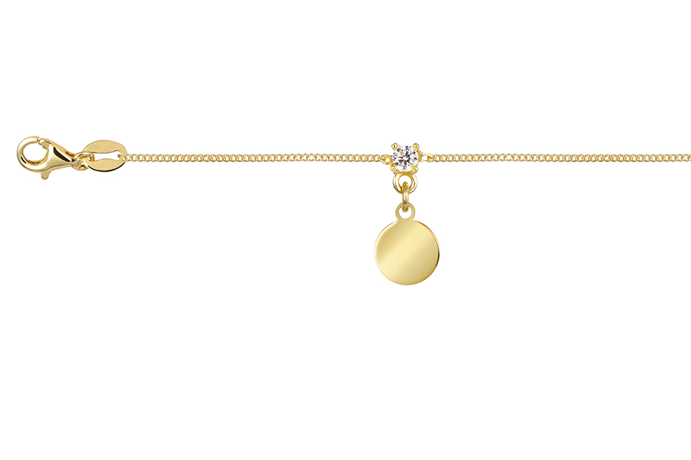 [18700B16E3ZBLDO] Pulsera plata 925 con placa 8mm y circonita de 3mm (Oro)