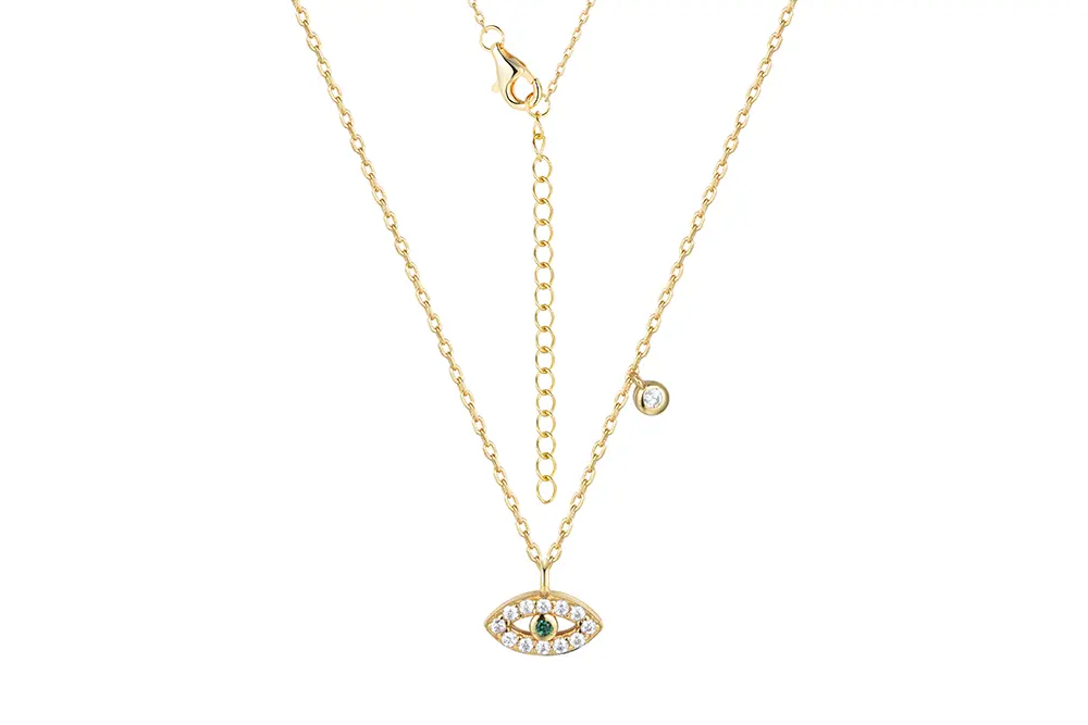 Sterling silver zirconia turkish eye necklace