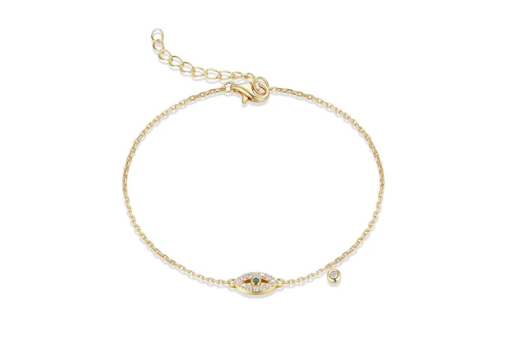 [16122B16E3ZBLESDO] Pulsera plata 925 ojo turco (Esmeralda, Oro)