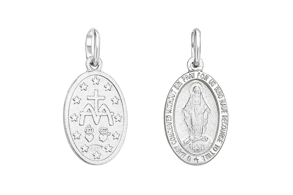 Colgante plata 925 medalla virgen milagrosa