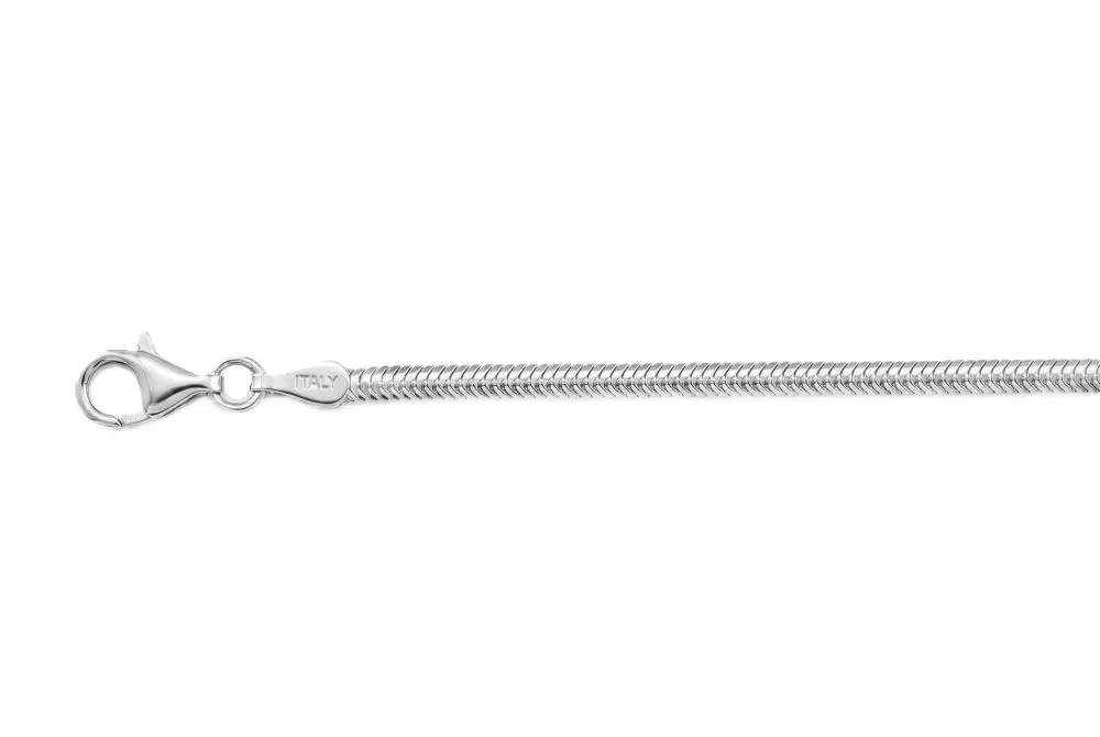 Cadena plata 925 real snake o cola de ratón hueca oval 260 diamantada