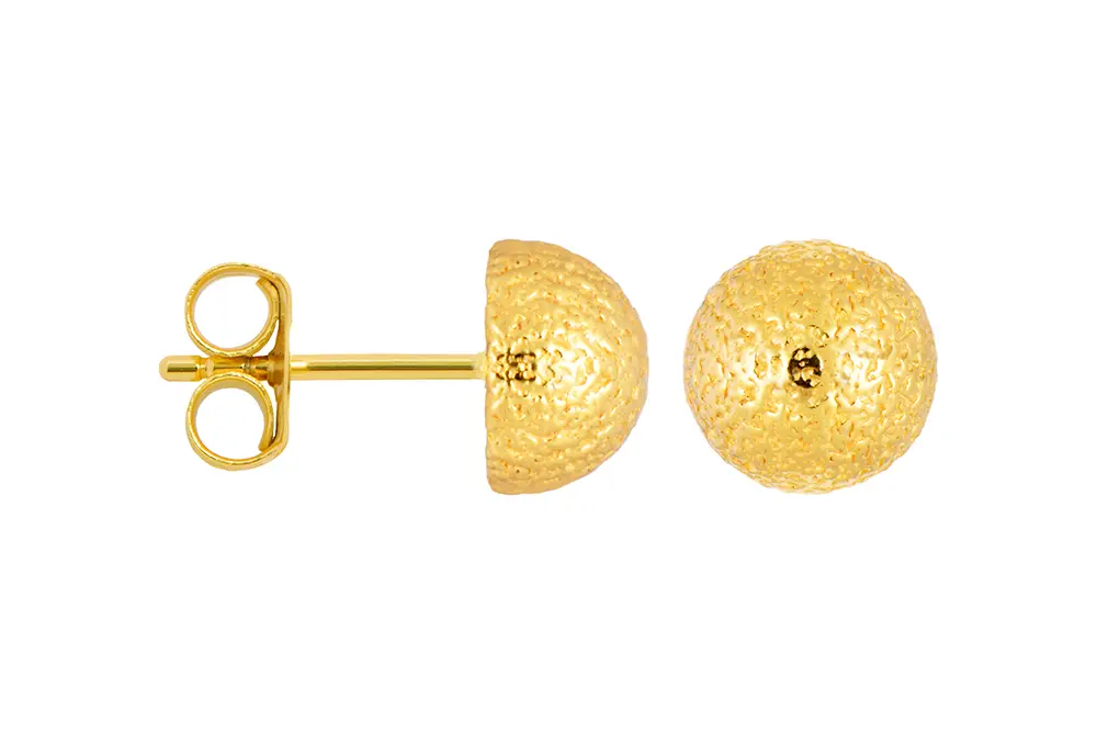 Sterling silver textured half‑bead earring