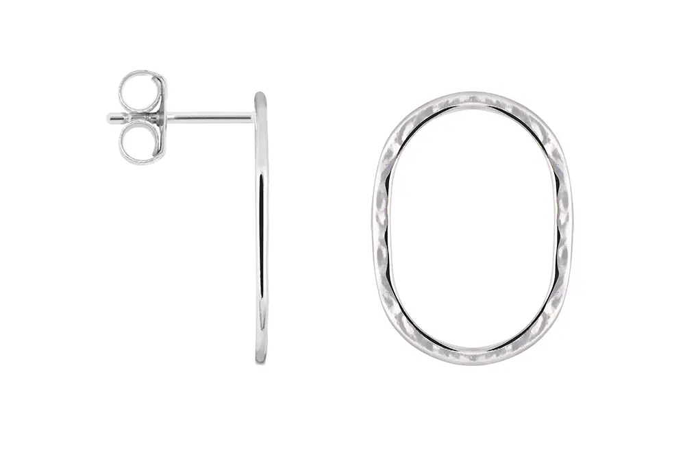 Sterling silver oval flat earring