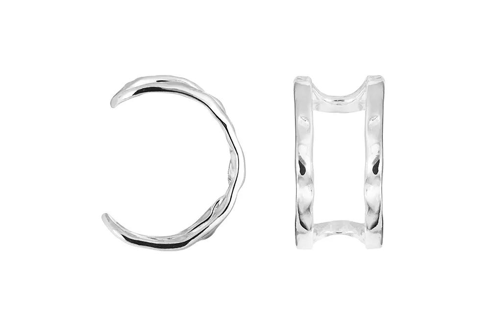 Sterling silver double line ear-cuff earring