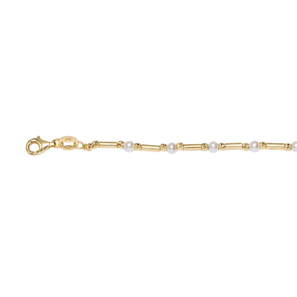 Pulsera plata 925 con perlas 3mm intercaladas