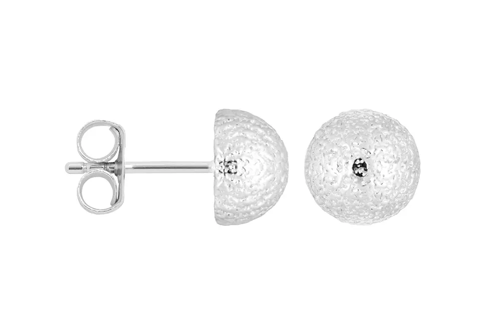 Pendiente plata 925 media bola texturado