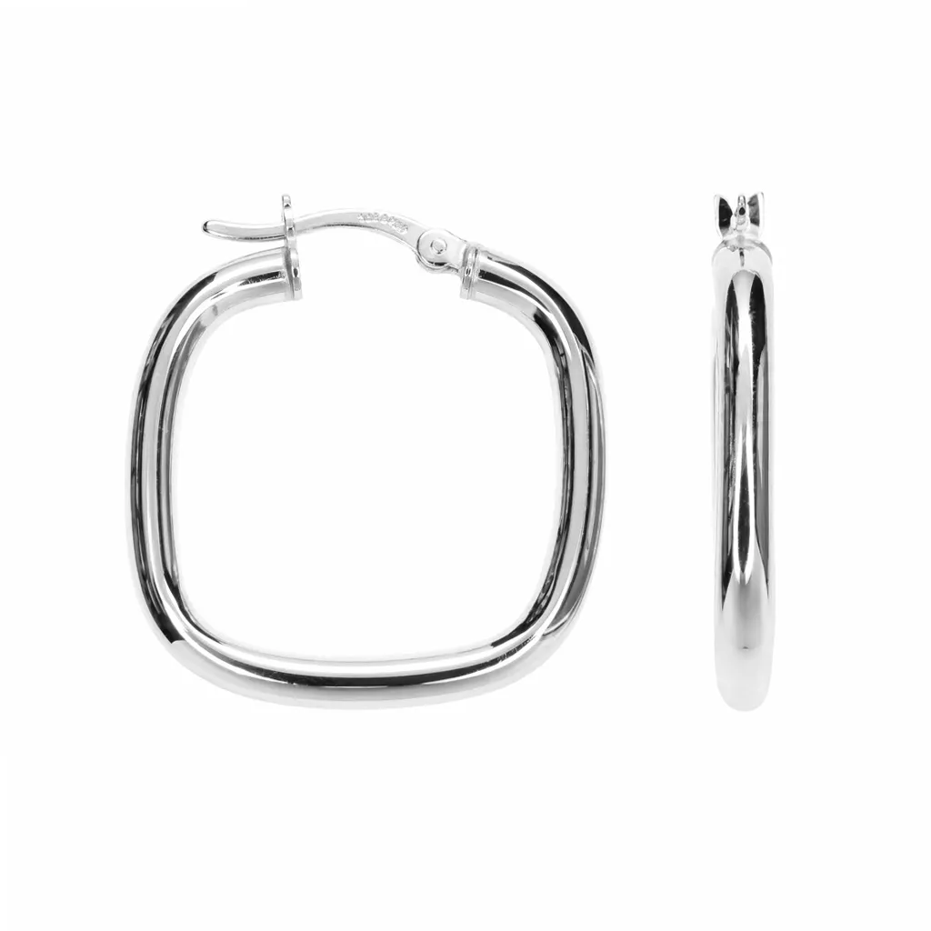 Pendiente plata 925 aro tubo 3mm cuadrado