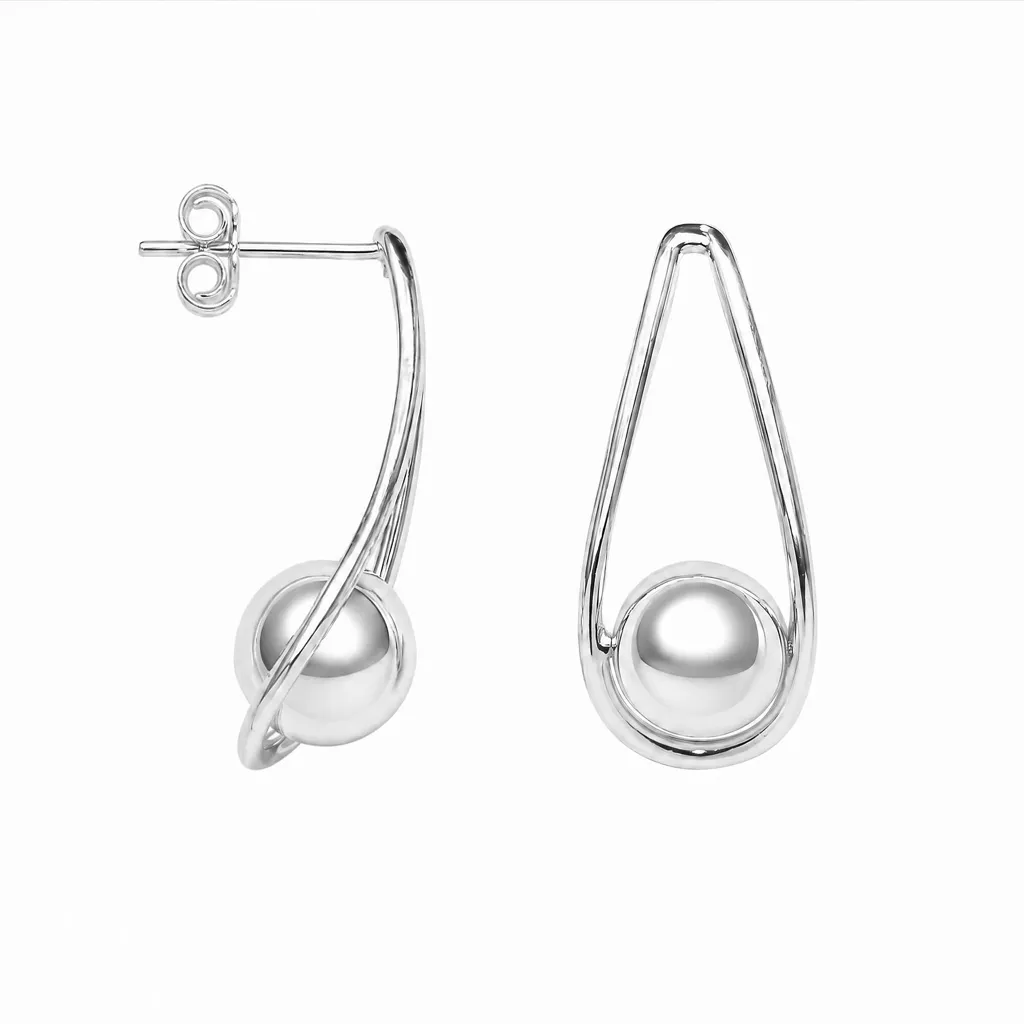 Pendiente plata 925 con bola de 8mm