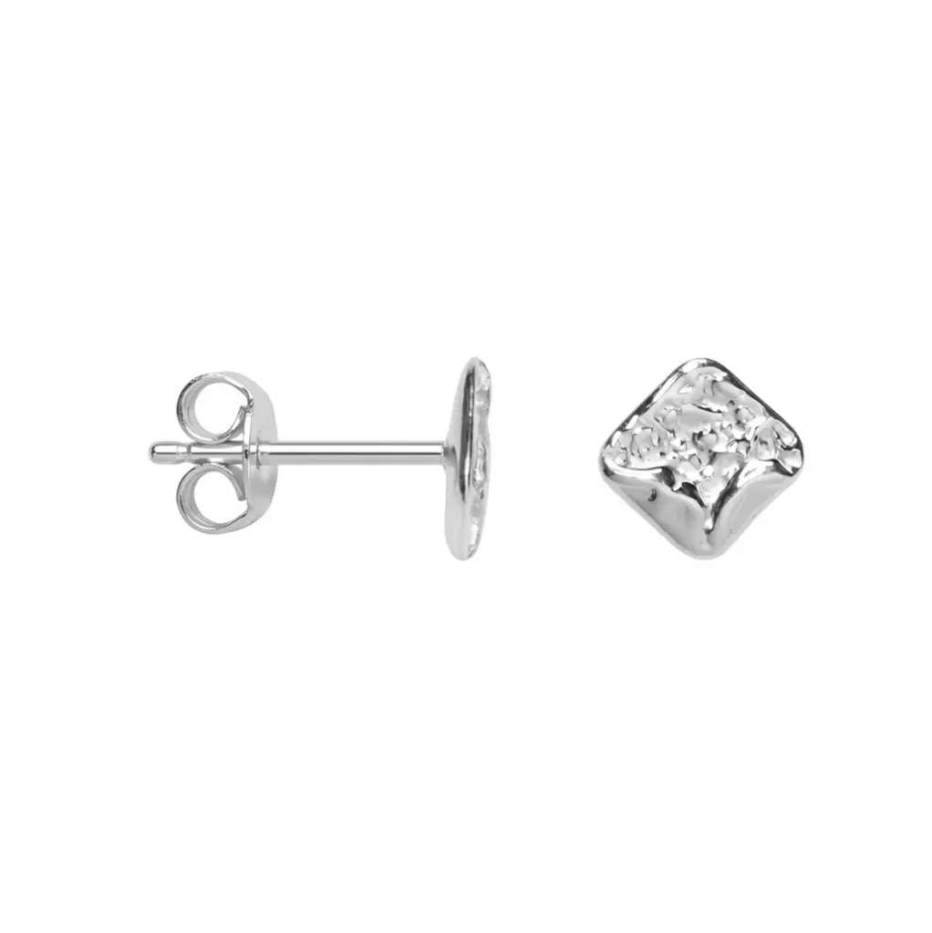 Pendiente plata 925 cuadrado picado con dos bordes plegados