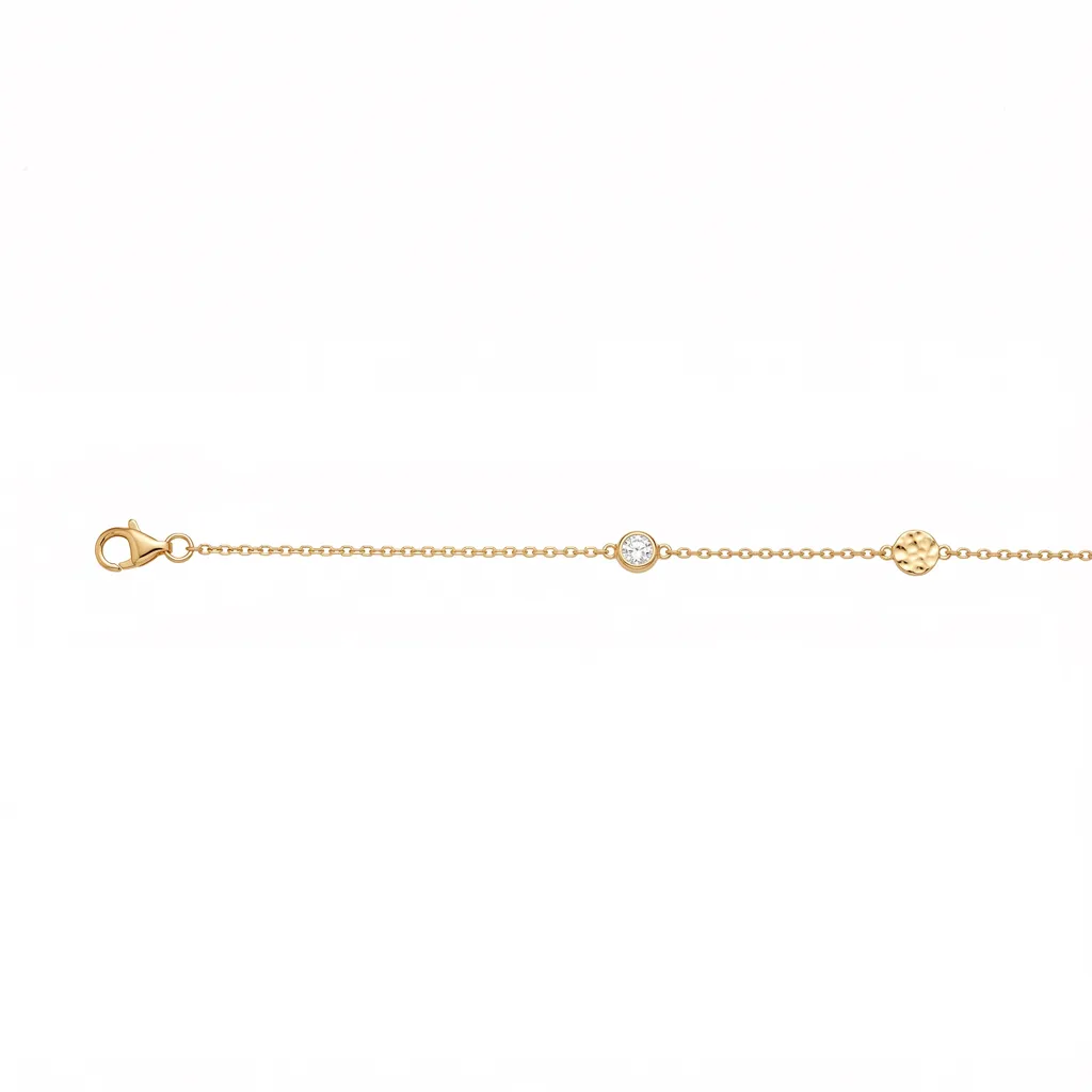 Sterling silver zirconia stones with 5 mm bezel setting interspersed with 5 mm mini plates necklace