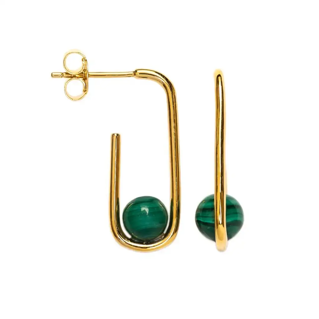 Sterling silver 1.5 mm tube with 6 mm semiprecious stone earring