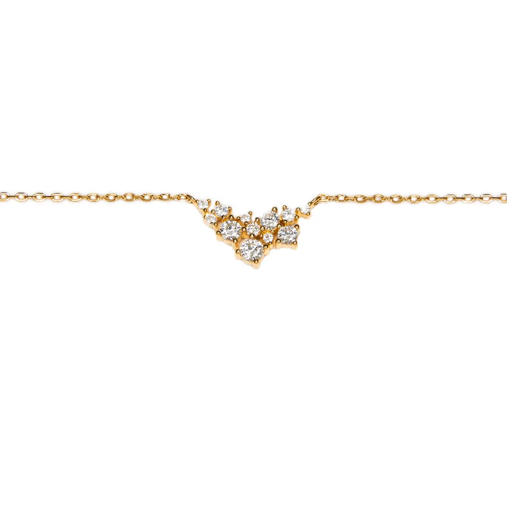 [19037N38A5ZBLDO] Sterling silver with mixed-size zirconia stones necklace (Gold plated)
