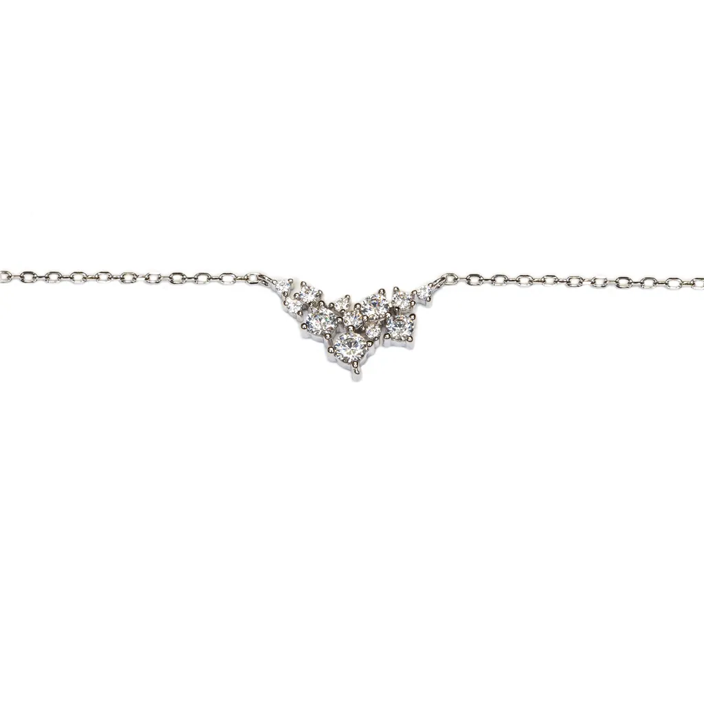 Sterling silver with mixed-size zirconia stones necklace