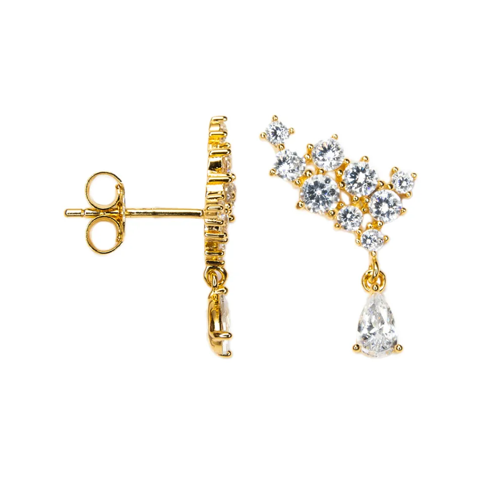 Sterling silver with mixed-size zirconia stones earring