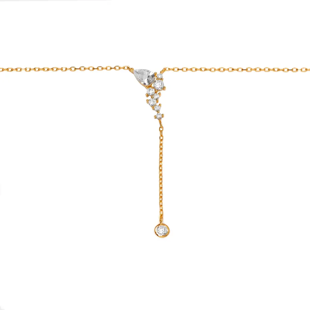 Sterling silver with mixed-size zirconia stones necklace