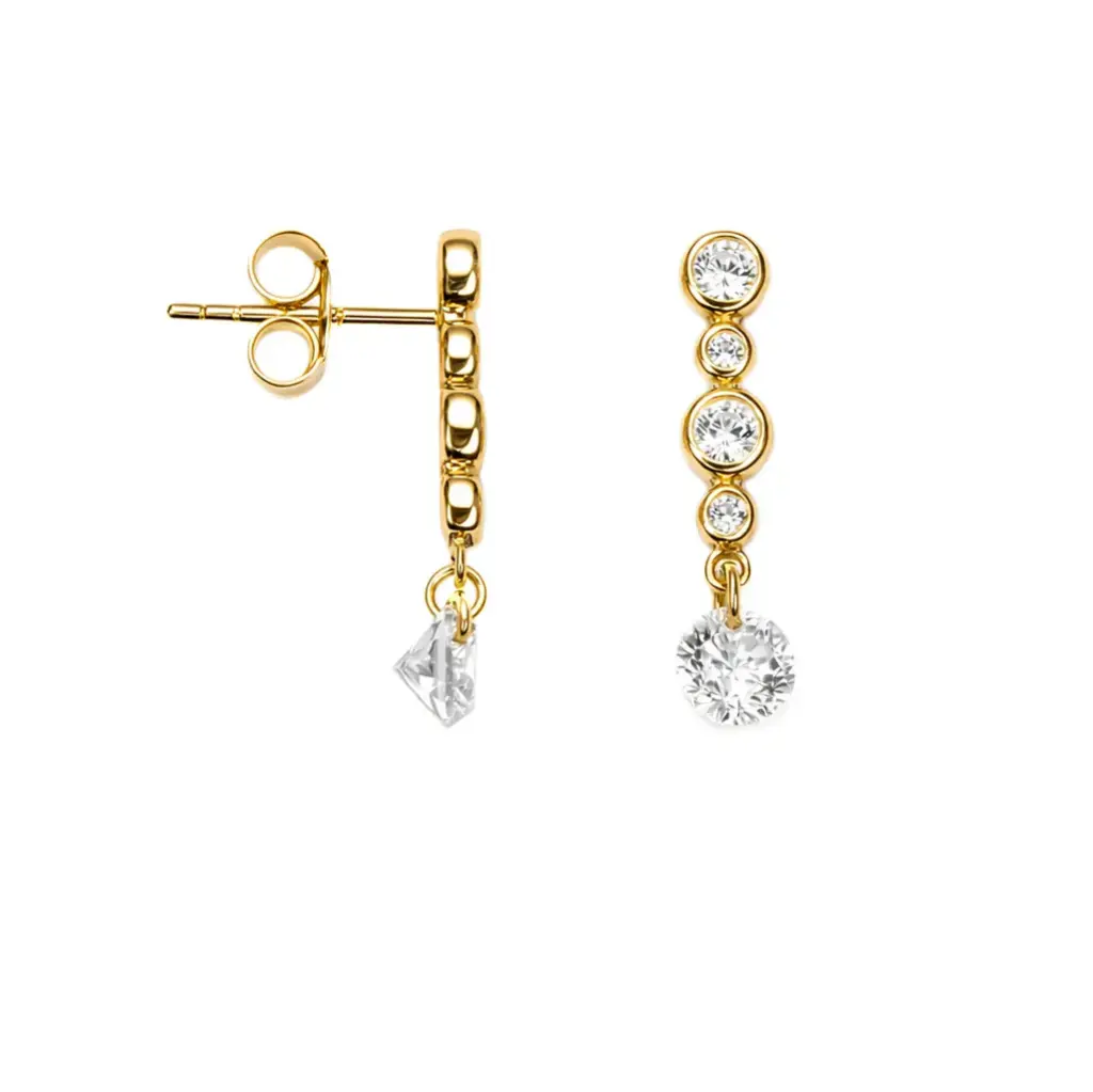 Sterling silver mixed-size zirconia stones earrings