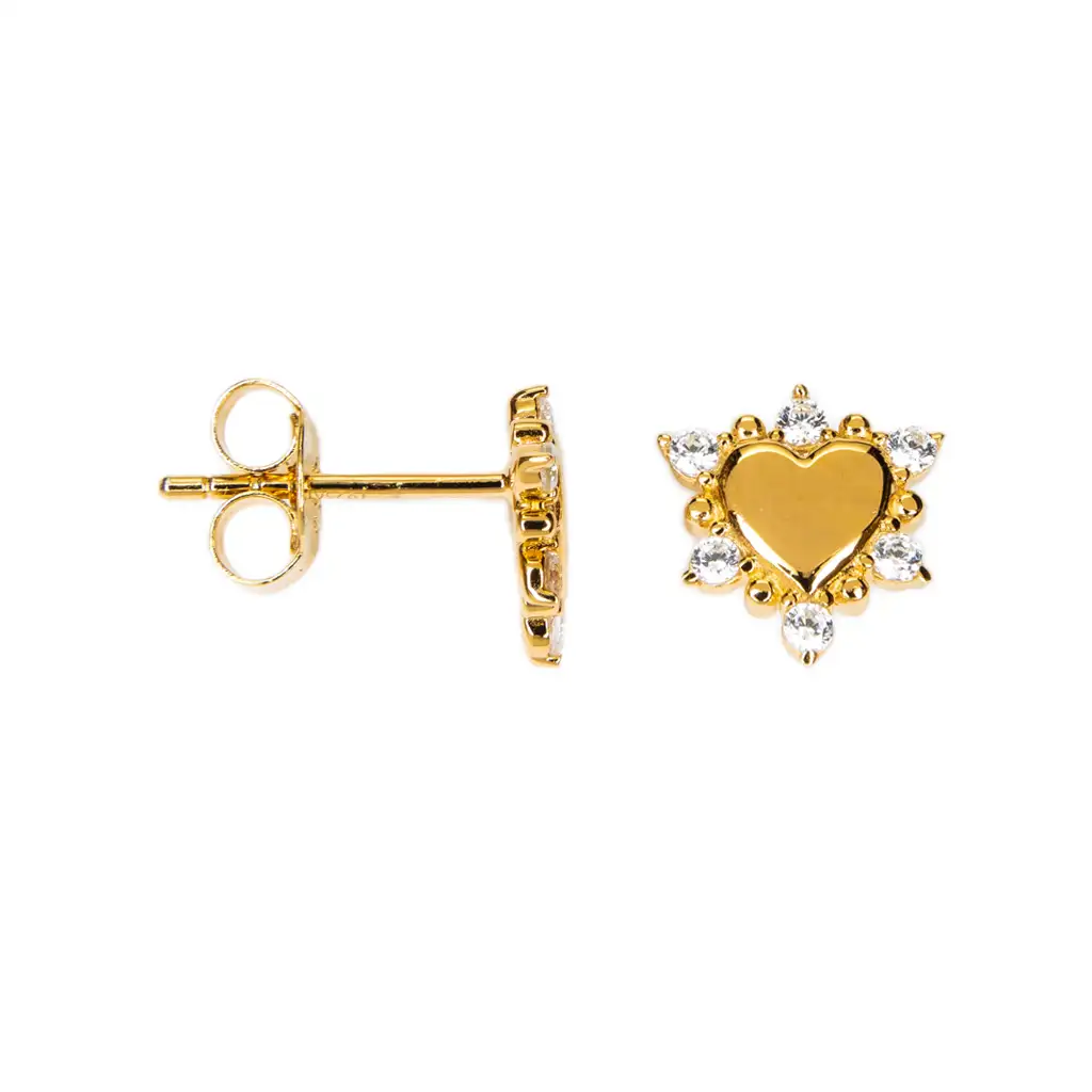 Pendiente plata 925 corazón rodeado de circonitas