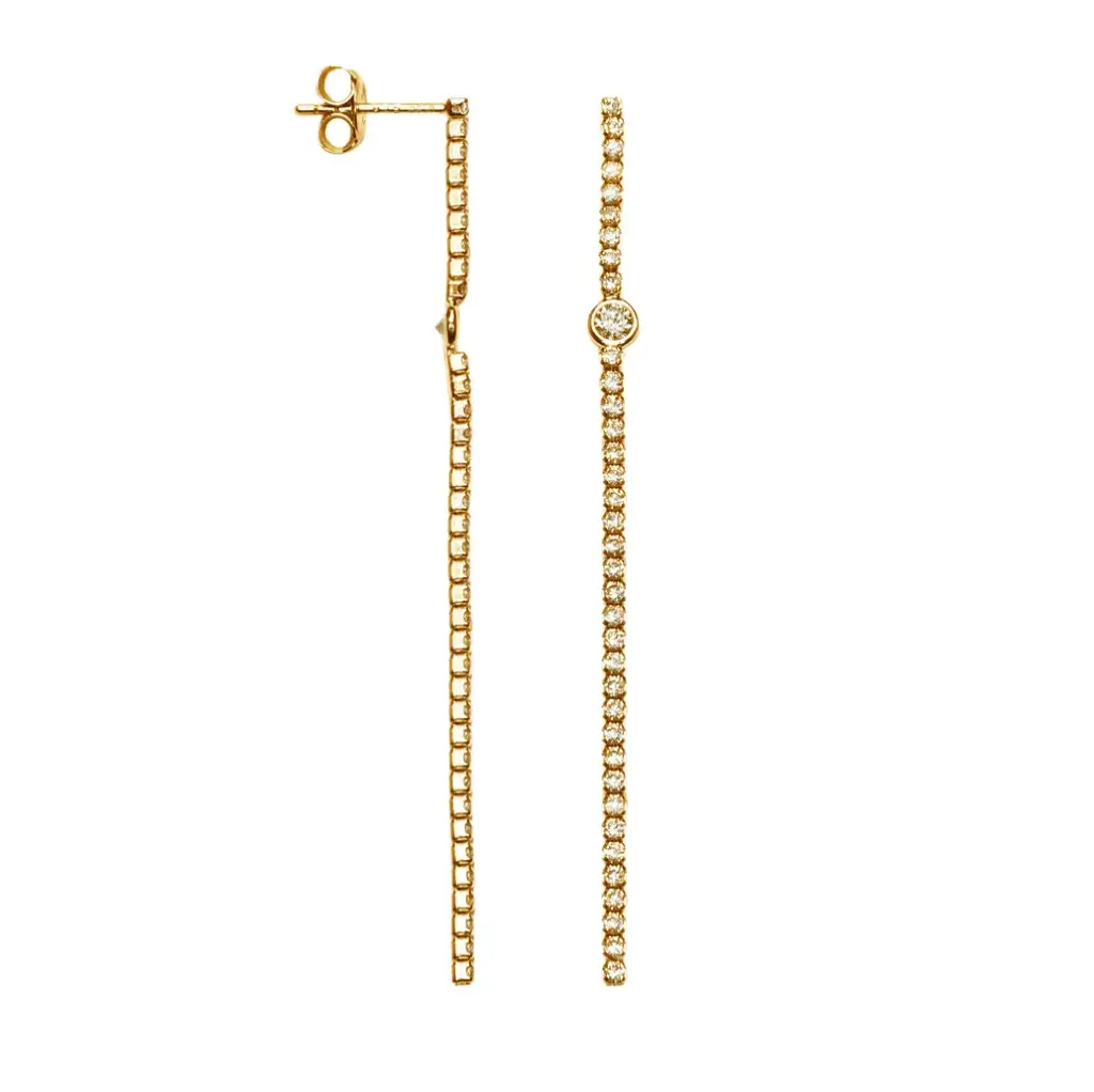 Sterling silver rivière design 2 mm with 3.5 mm bezel-set zirconia stone earrings