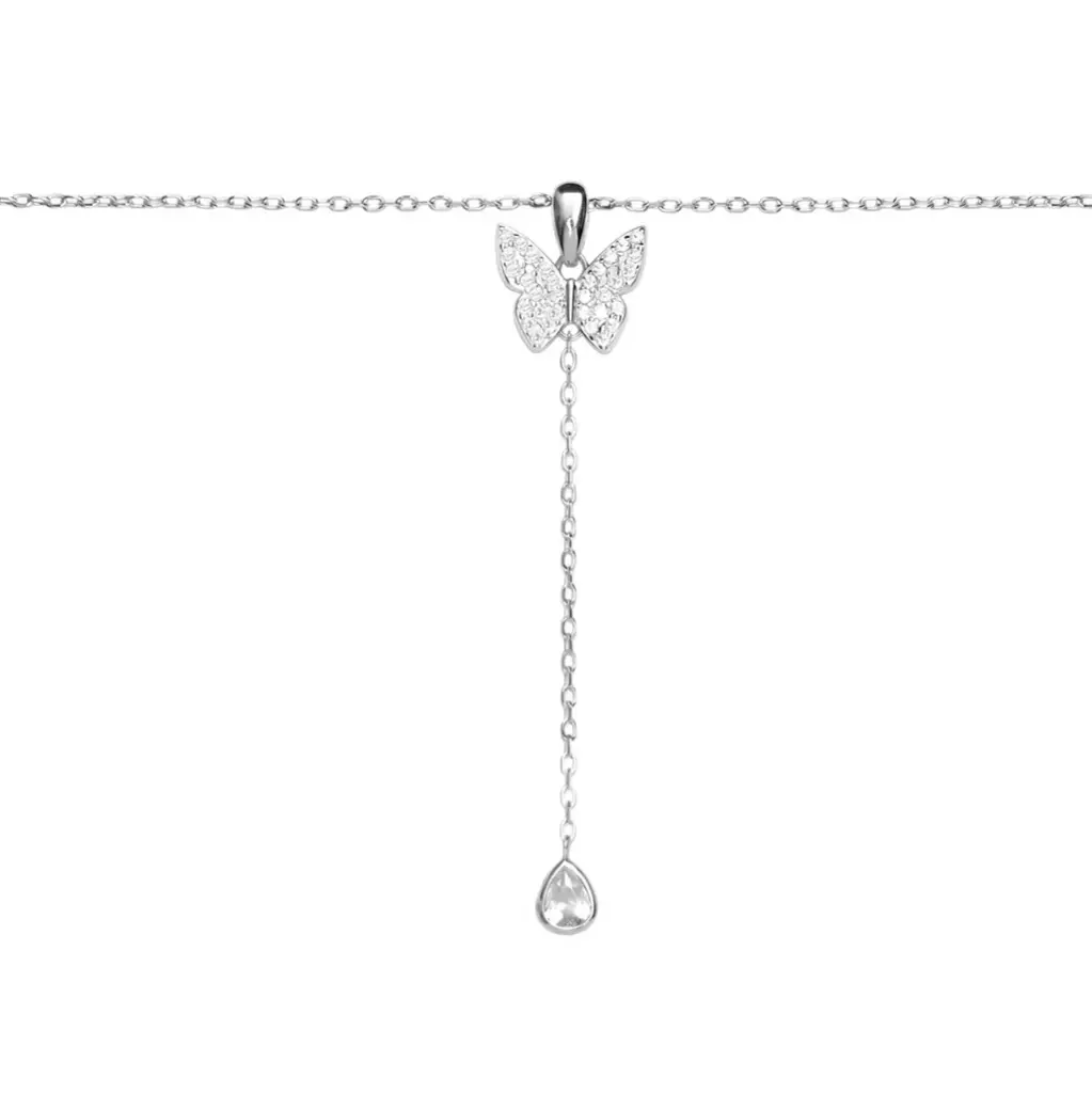 Collar plata 925 mariposa 9x10mm de circonitas con cadena