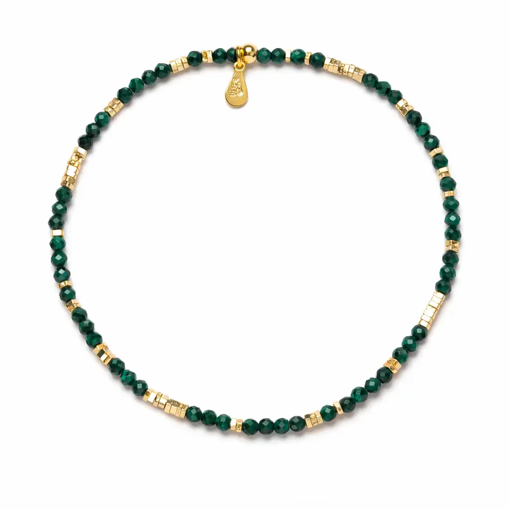 Sterling silver stretch bracelet with semiprecious stones