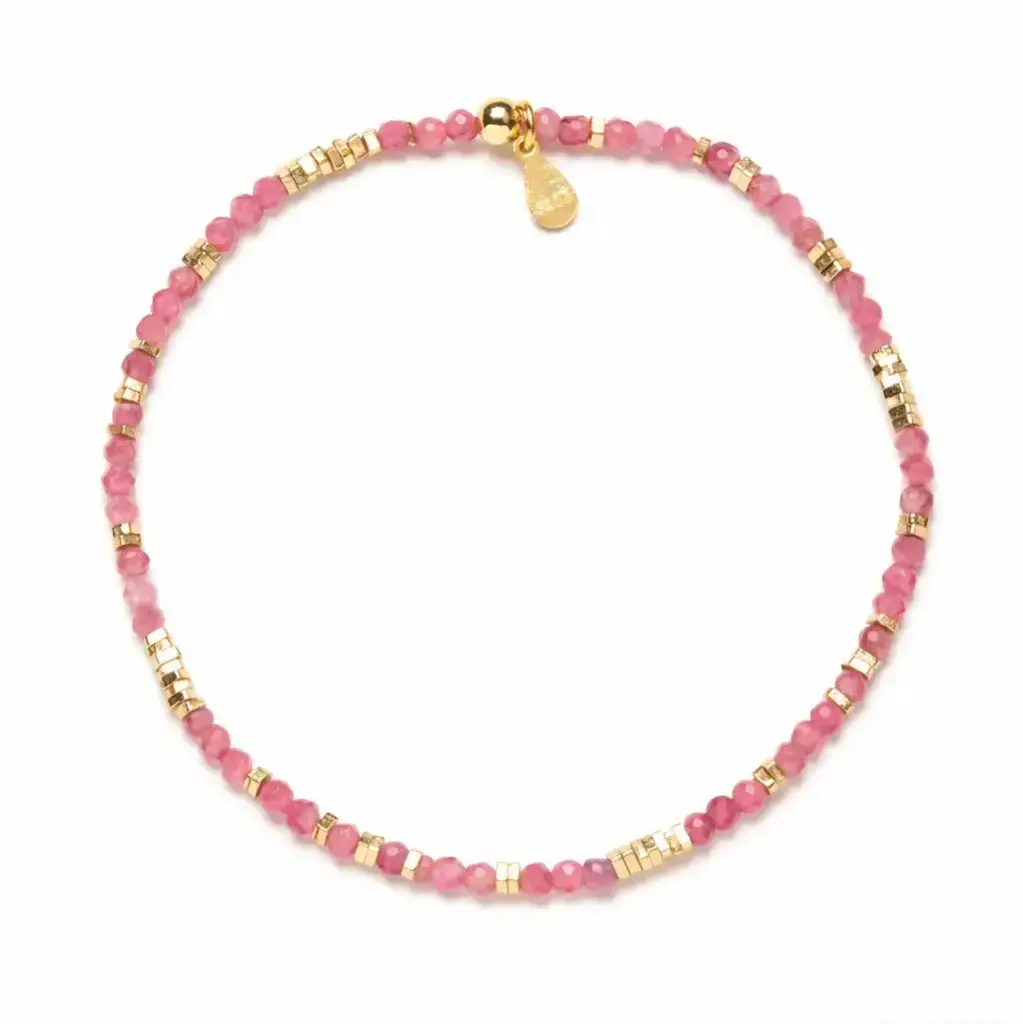 Sterling silver stretch bracelet with semiprecious stones