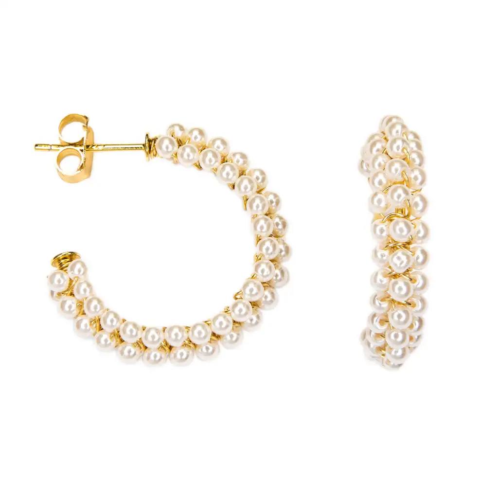 Sterling silver 2mm pearl hoop earring