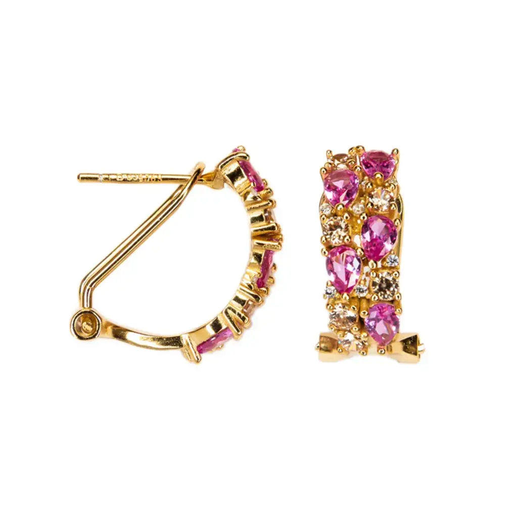 [19076EZMXDO] Sterling silver mixed-colour, mixed-size zirconia stones earring