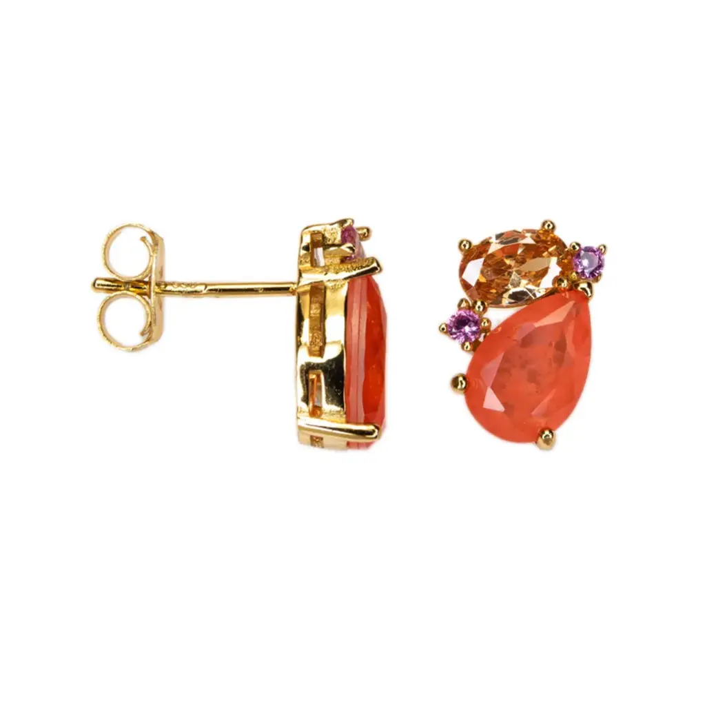 Sterling silver mixed-colour zirconia stones earrings