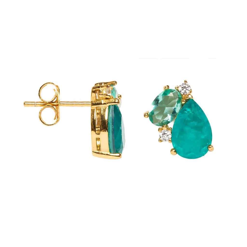 Sterling silver mixed-colour zirconia stones earrings