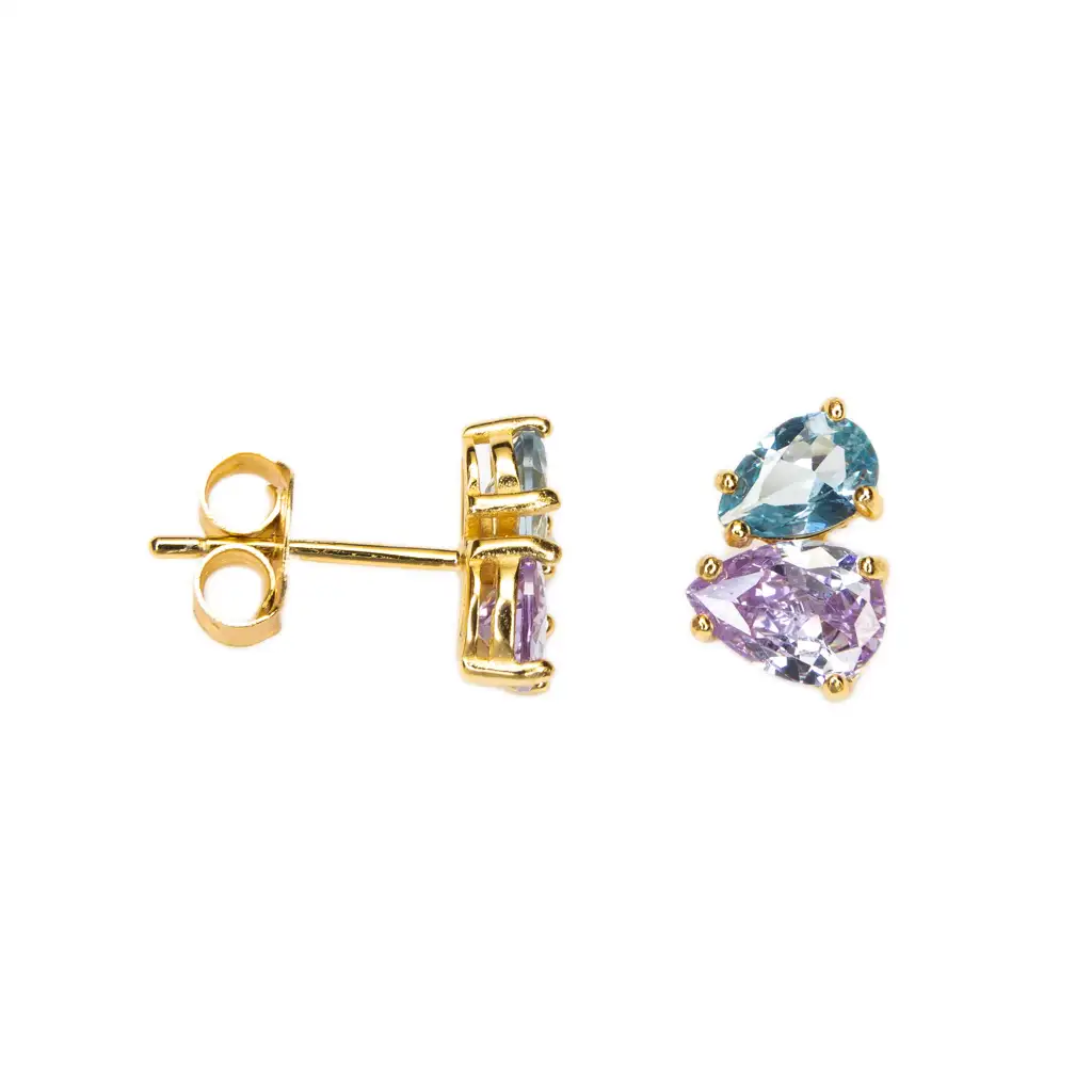 Sterling silver two coloured zirconia stones earring