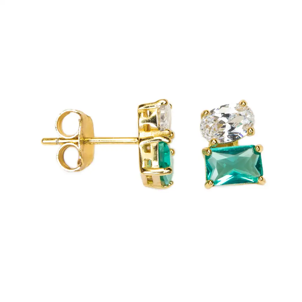 Sterling silver two coloured zirconia stones earring