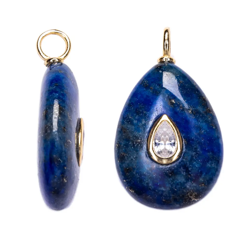 Colgante plata 925 piedra en forma de gota 22x17mm con circonitas de 6x4mm 