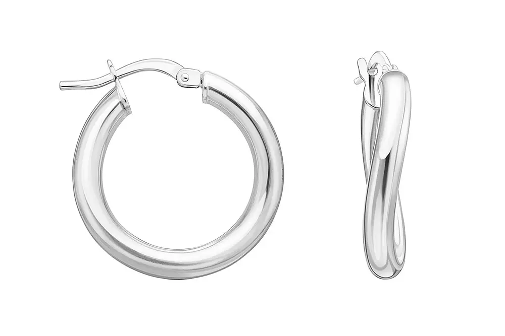 Sterling silver twist round hoop earrings 3mm