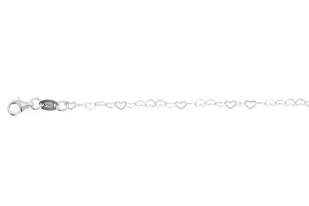 Sterling silver hearts anklet