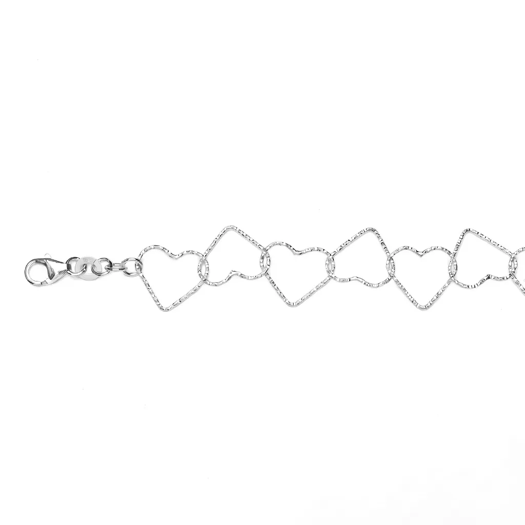 Sterling silver heart link bracelet