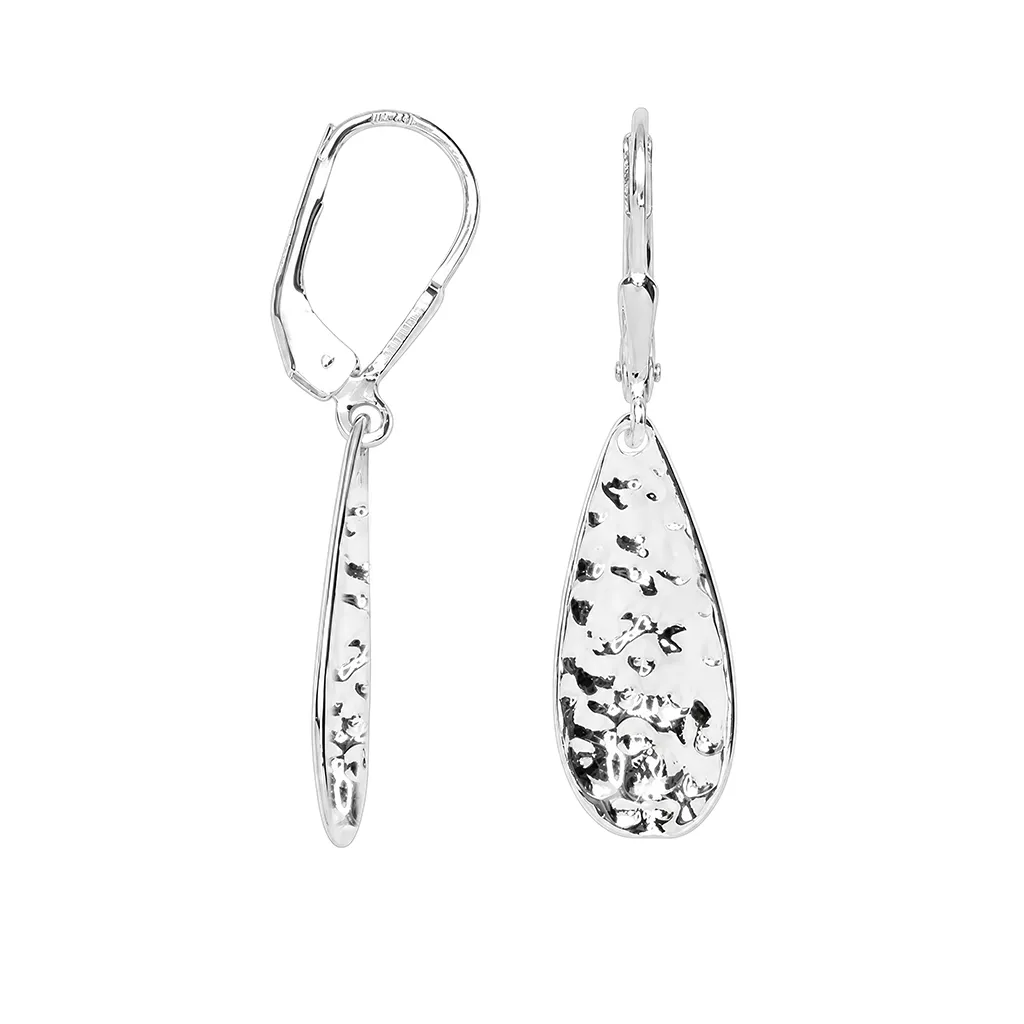Sterling silver hammered teardrop earring