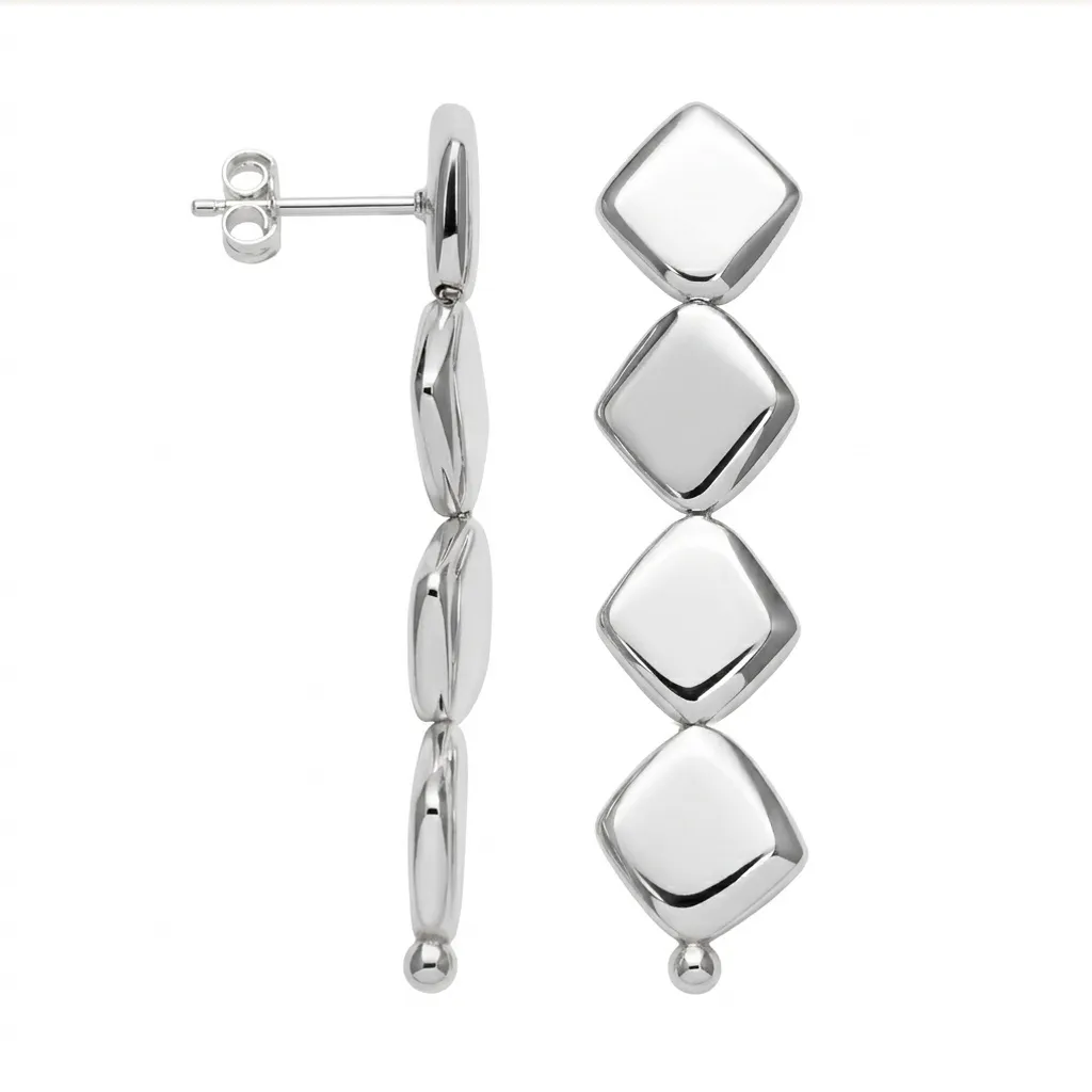 Sterling silver 925 earrings with four rhombus shapes
