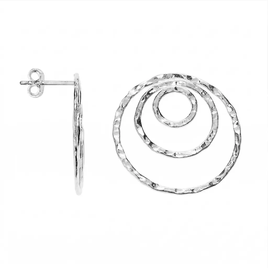 Sterling silver 925 triple circle earrings